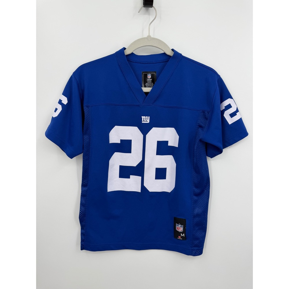 NFL Team Apparel Saquon Barkley Jersey Kids Medium 10/12 Blue NY Giants 26